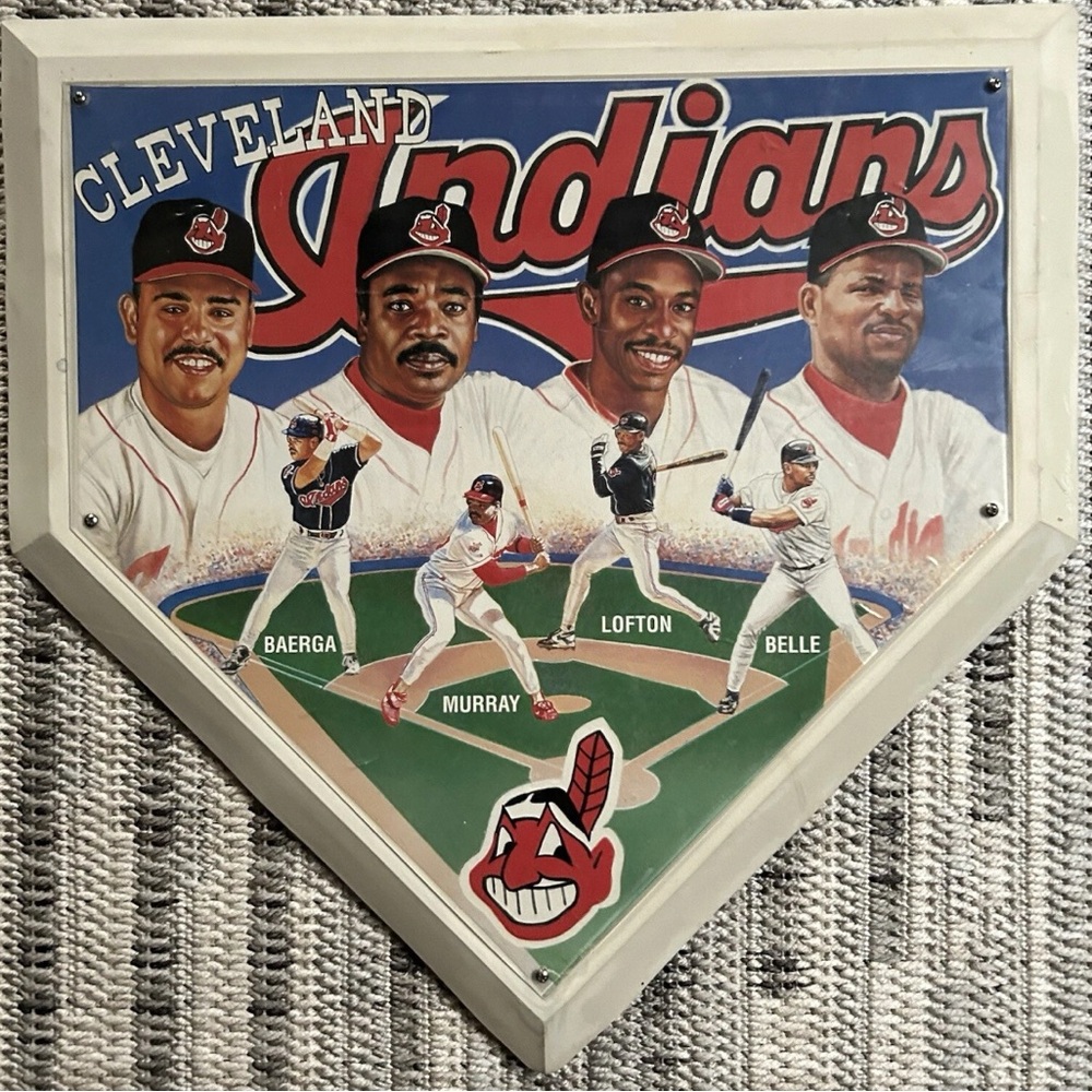 MLB CLEVELAND INDIANS Full Size Home Plate BASEBALL Baerga Lofton Murray Belle